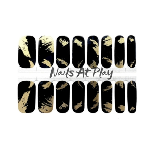 5 for $20 Nail Wraps- Gold Paint Play - Picture 1 of 9